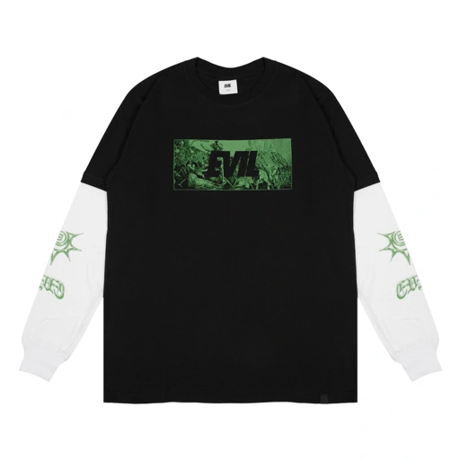 Image of EVIL LONGSLEEVE TSHIRT - NASTY EASTONN C25 BLACK WHITE