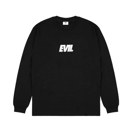Image of EVIL LONGSLEEVE TSHIRT - TEXT A23 BLACK