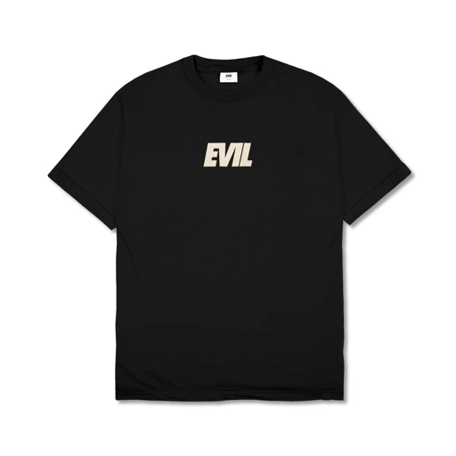Image of EVIL TSHIRT - TEXT A23 BLACK