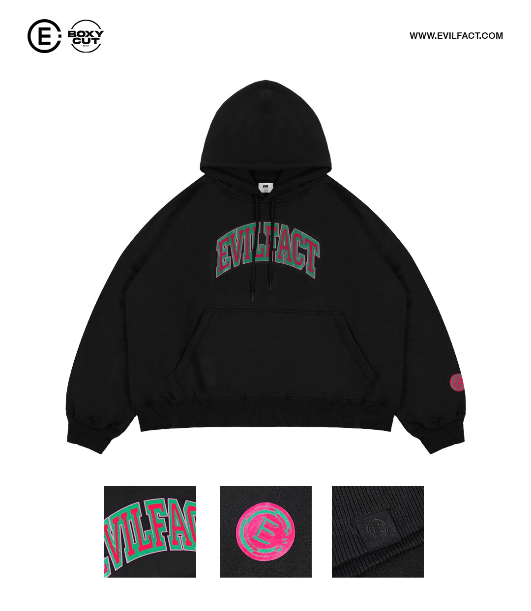 EVIL  BOXY HOODIE - KROWD L25 BLACK