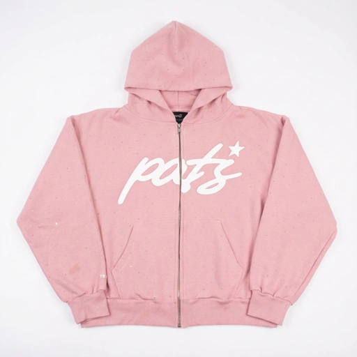 Image of PATS RHINESTONE DOUBLE ZIP LOGO PINK