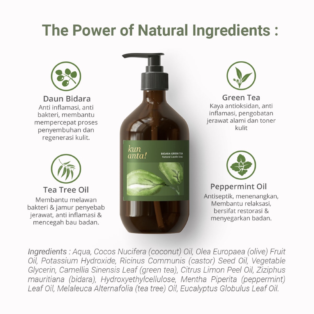 Bidara Green Tea Natural Castile Soap Kun Anta!