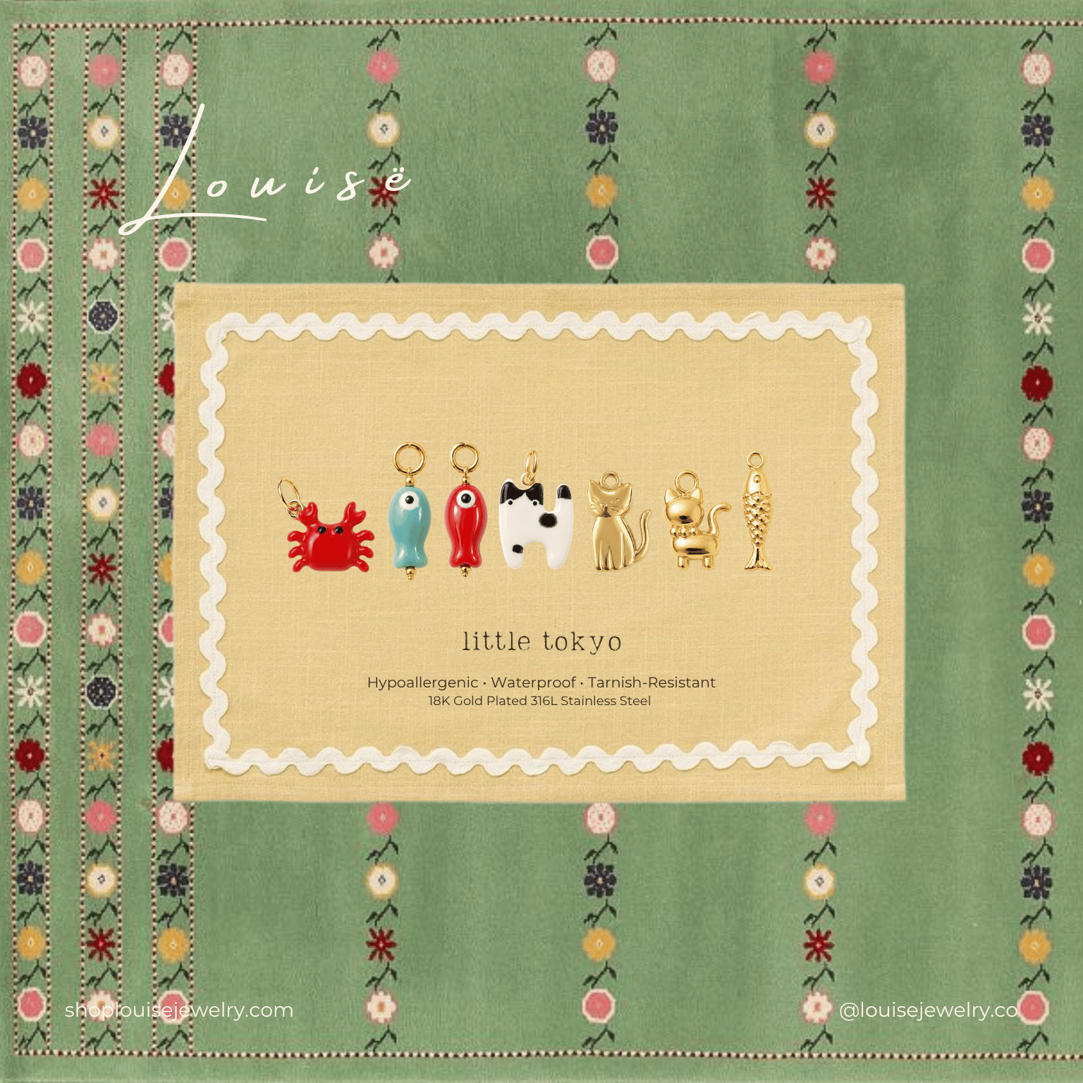 Louisë // Little Tokyo Charms Collection - 18k Gold Plated 316L Stainless Steel (Anti Karat)