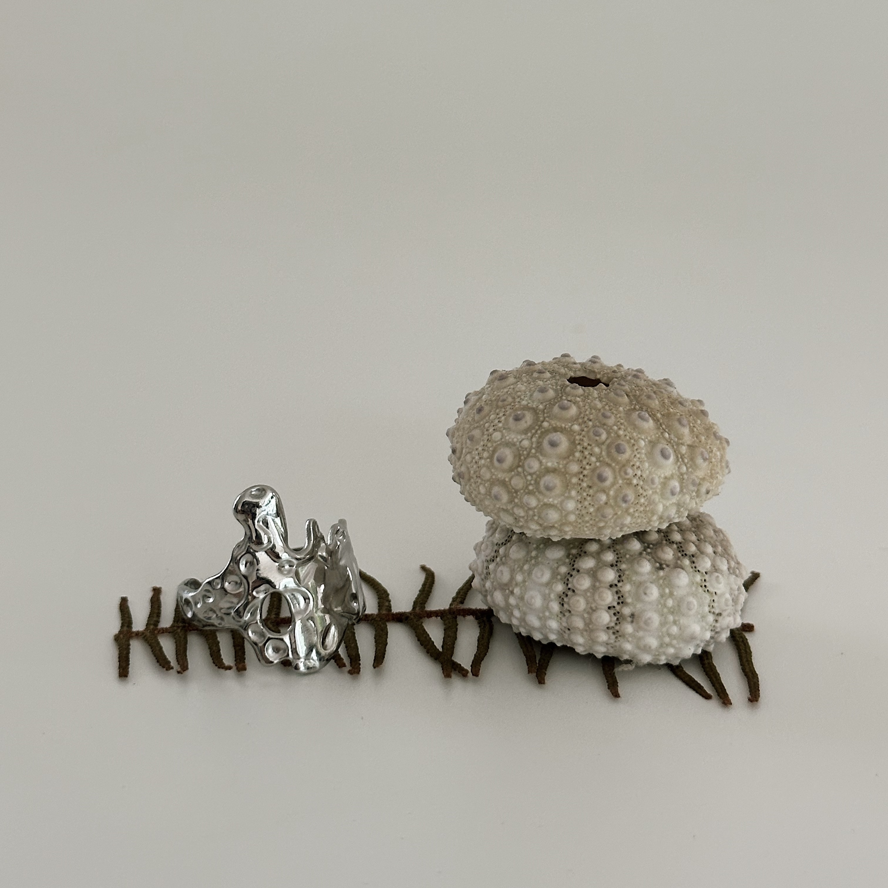 Louisë // Silver Molten Lava Adjustable Ring - Stainless Steel (Anti Karat)