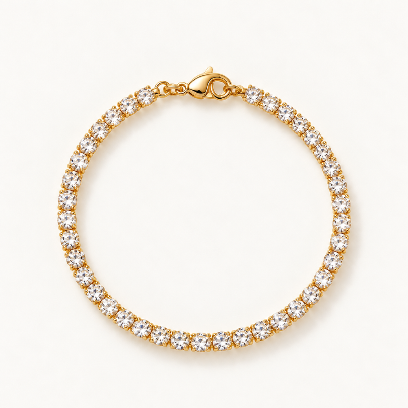 Louisë // Daily Tennis Bracelet - 18k Gold Plated Stainless Steel w/ Cubic Zirconia (Anti Karat)
