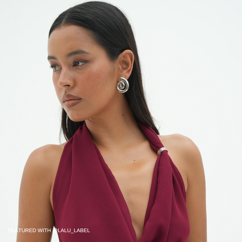 Louisë // Silver Spiral Earrings - Stainless Steel (Anti Karat)