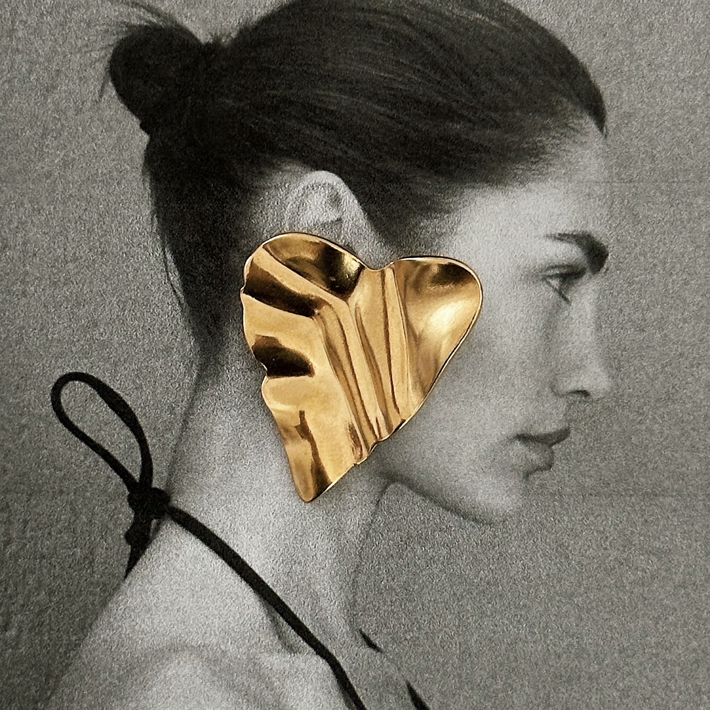 Louisë // Louisë Heart Leaf Statement Earrings - 18k Gold Plated Stainless Steel (Anti Karat)