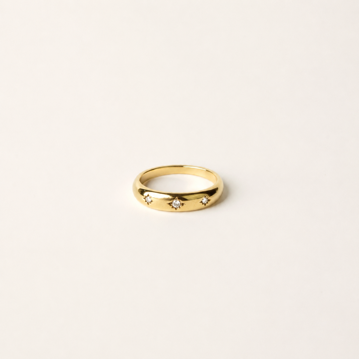 Louisë // Trinity Nova Ring - 18k Gold Plated Titanium Steel Cubic Zirconia (Anti Karat)