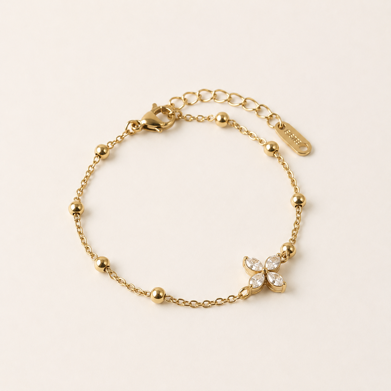 Louisë // First Bloom Bracelet - 18k Gold Plated Stainless Steel w/ Cubic Zirconia (Anti Karat)