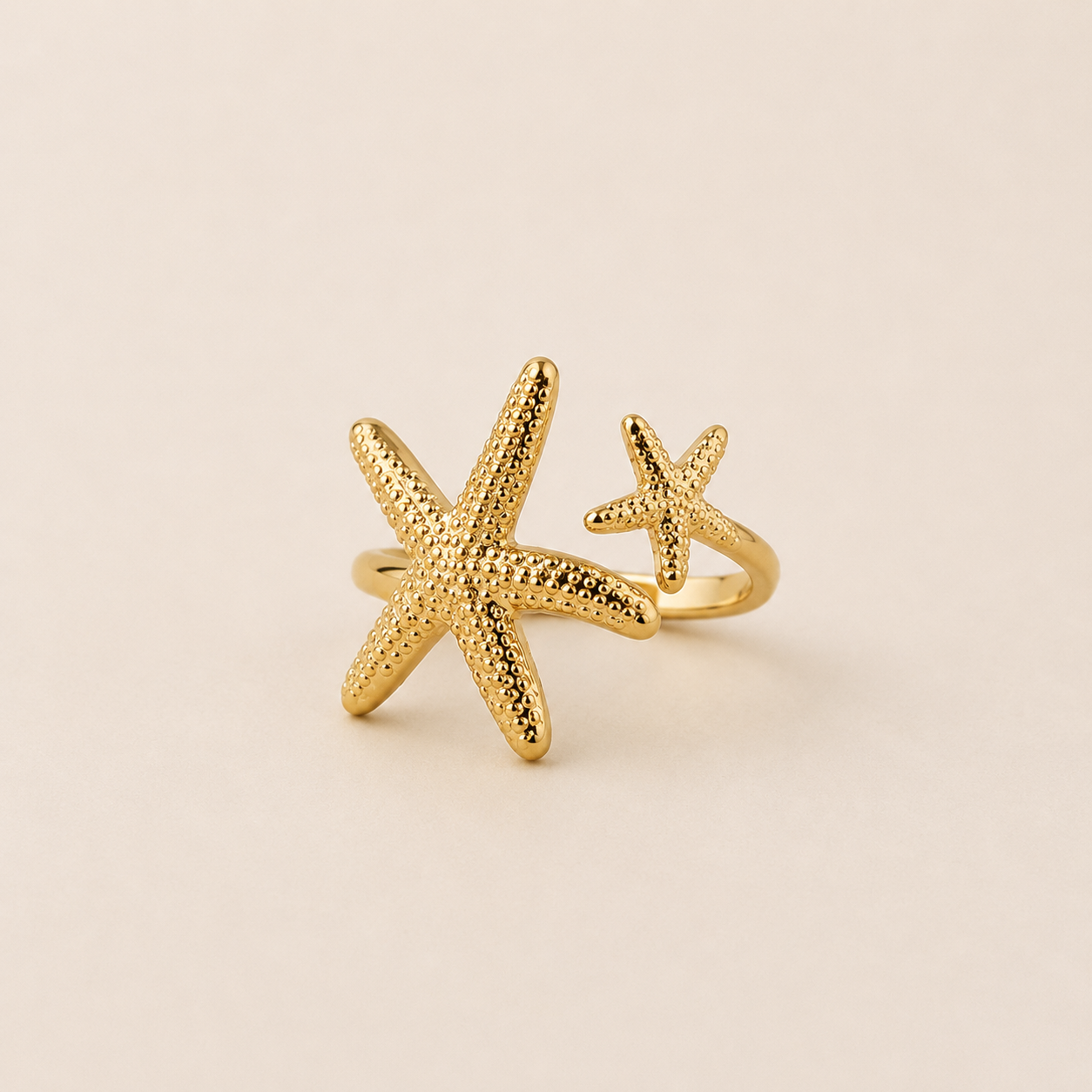 Louisë // Starfish Duo Ring - 18k Gold Plated Stainless Steel (Anti Karat)