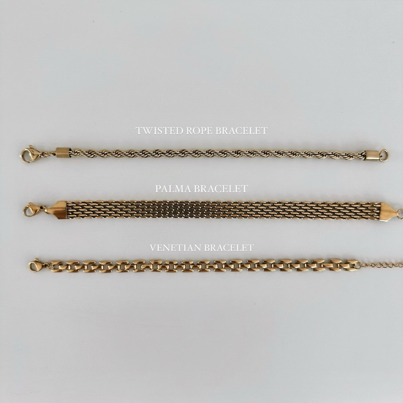 Louisë // Gold Palma Bracelet - 18k Gold Plated Stainless Steel Bracelet (Anti Karat)