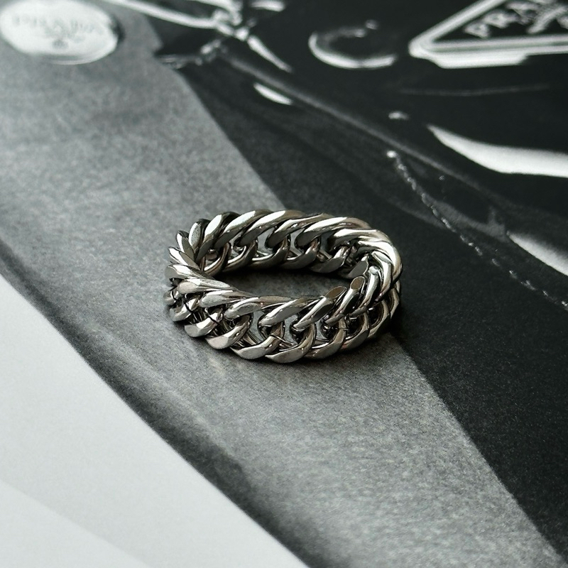 Louisë // Silver Cuban Link Ring - Stainless Steel (Anti-karat)