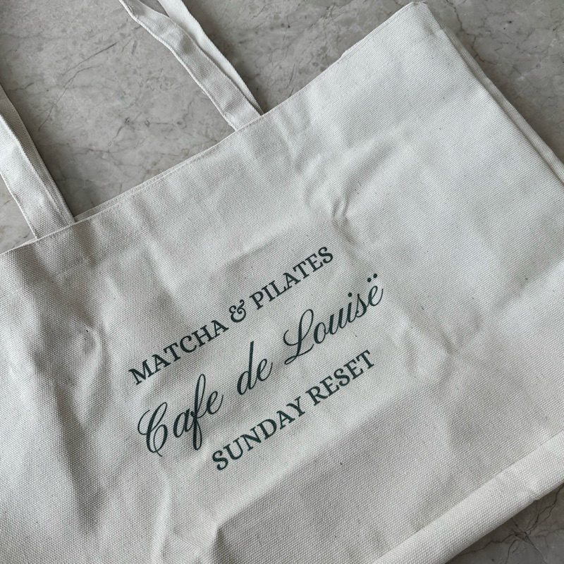 Louisë // Matcha & Pilates Cafe de Louisë Sunday Reset Reusable Canvas Tote Bag