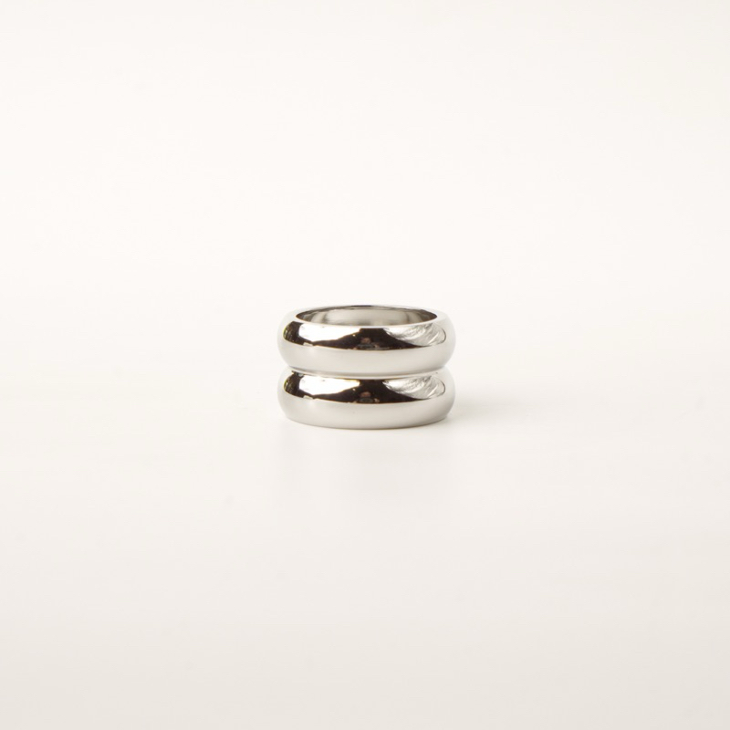 Louisë // Silver Double Stack Ring - Titanium Steel (Anti Karat)
