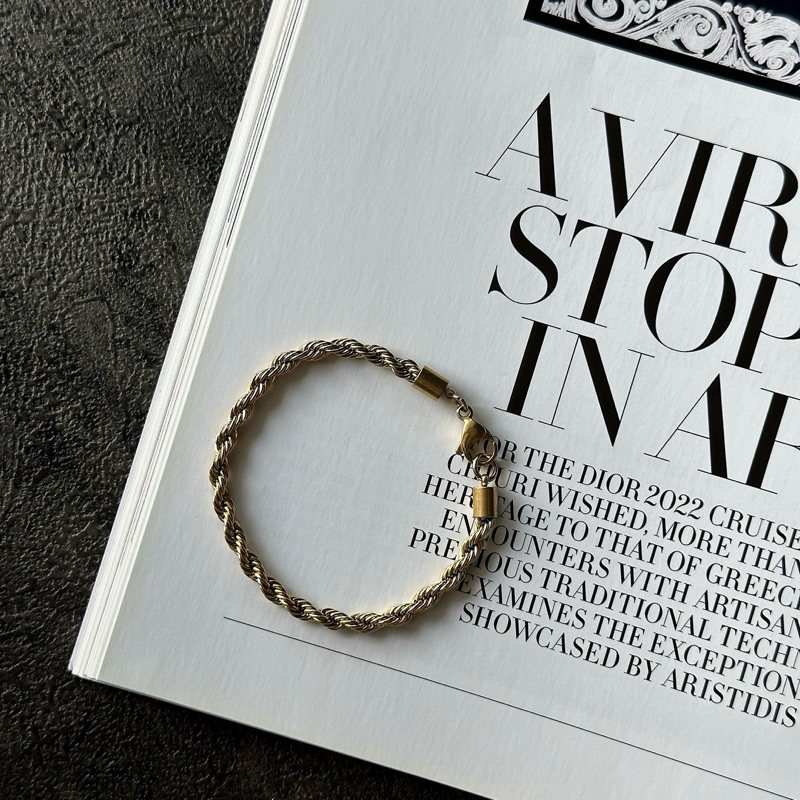 Louisë // Gold Twisted Rope Chain Bracelet - 14k Gold Plated Stainless Steel (Anti Karat)