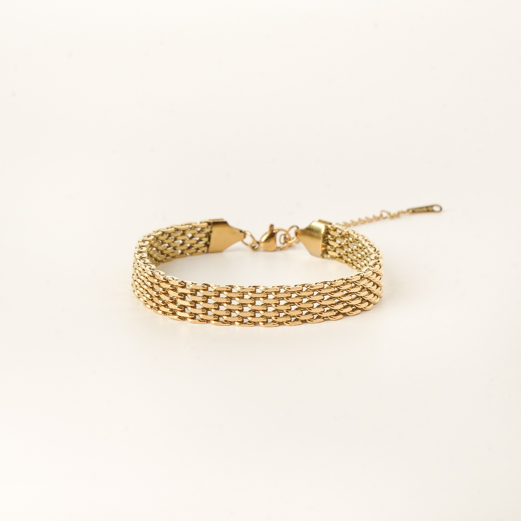 Louisë // Gold Palma Bracelet - 18k Gold Plated Stainless Steel Bracelet (Anti Karat)