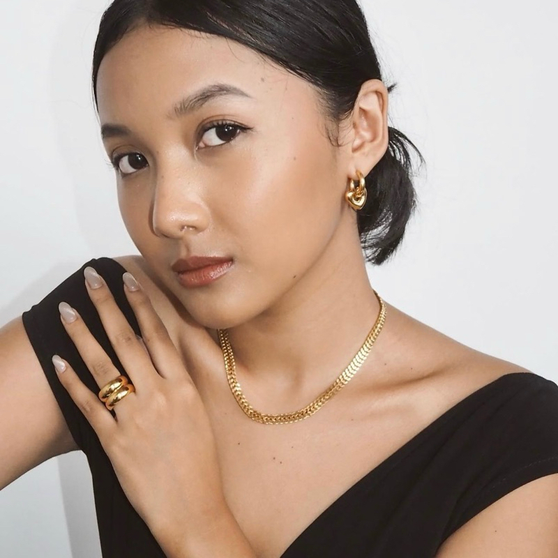 Louisë // Gold Palma Statement Necklace - 18k Gold Plated Stainless Steel (Anti Karat)