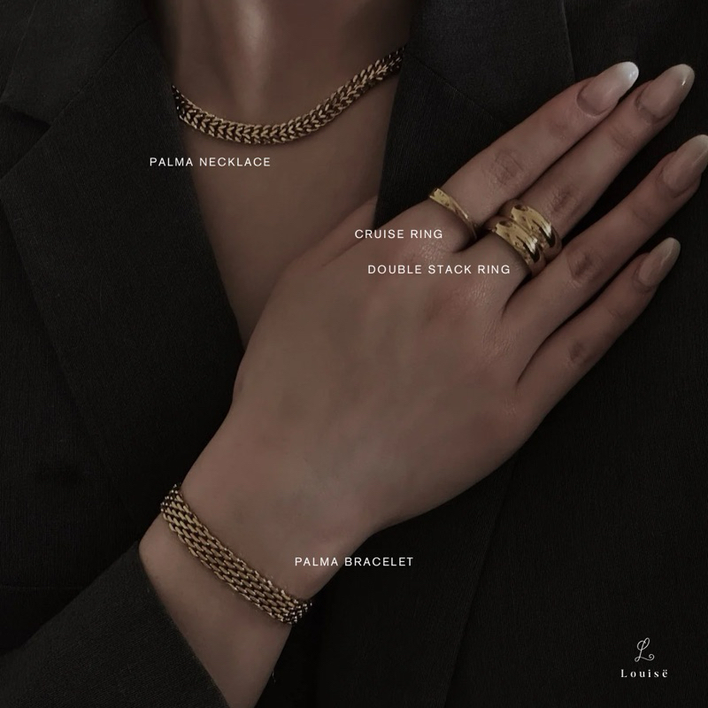 Louisë // Gold Palma Bracelet - 18k Gold Plated Stainless Steel Bracelet (Anti Karat)