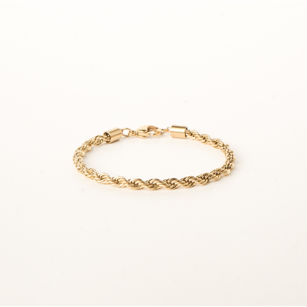 Louisë // Gold Twisted Rope Chain Bracelet - 14k Gold Plated Stainless Steel (Anti Karat)