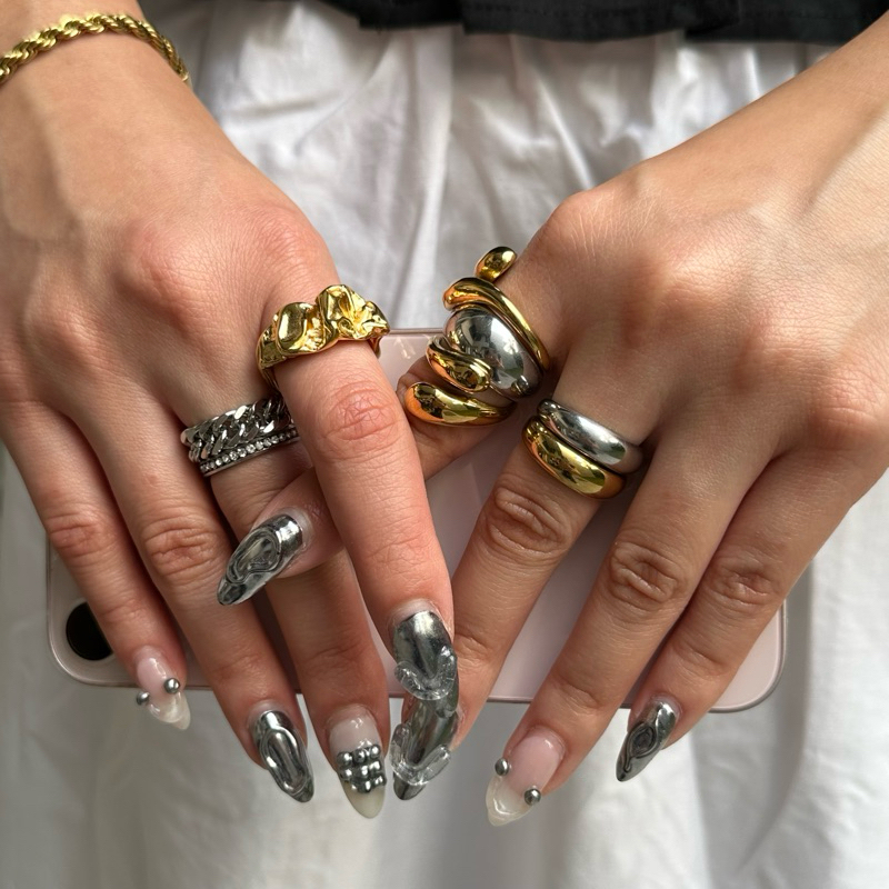 Louisë // Silver Cuban Link Ring - Stainless Steel (Anti-karat)