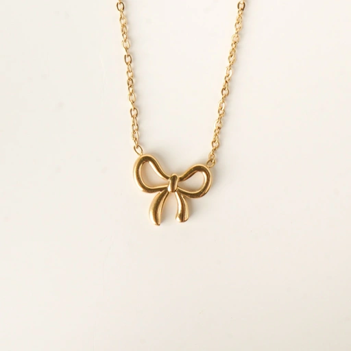 Image of Louisë // Gold Tiny Bows in Copenhagen Necklace - 18k Gold Plated Titanium Steel (Anti Karat)