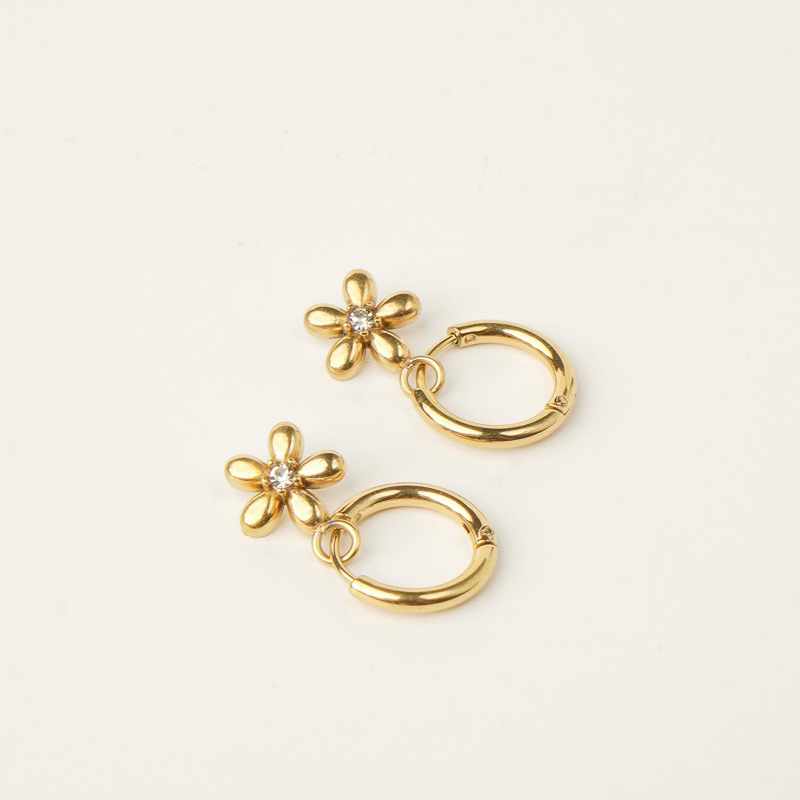 Louisë // Gold Daisy Earrings - 18k Gold Plated Stainless Steel (Anti Karat)