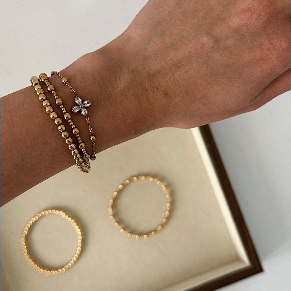 Louise // Back Bay Beads Bracelet - 18k Gold Plated Stainless Steel (Anti Karat)