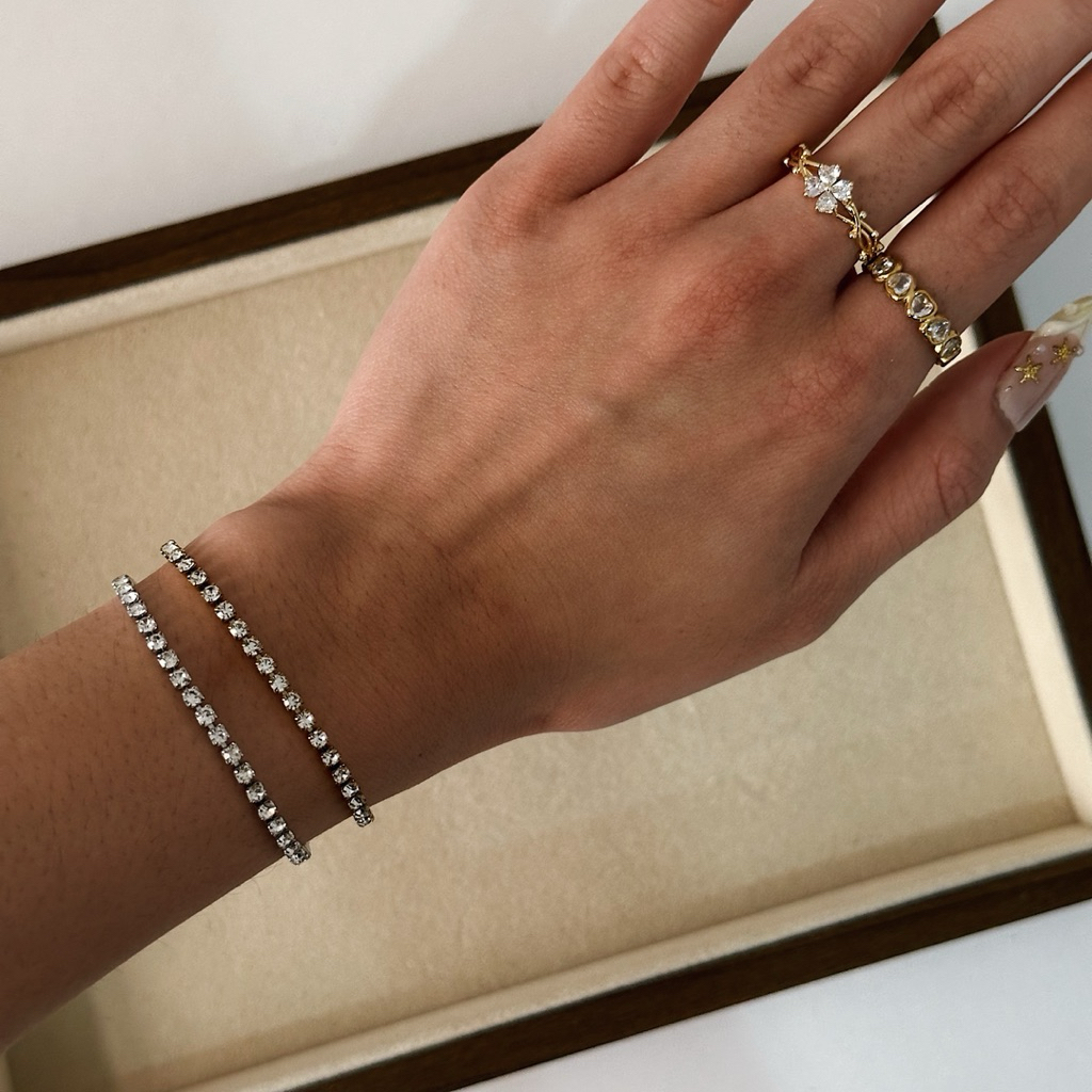 Louisë // Daily Tennis Bracelet - 18k Gold Plated Stainless Steel w/ Cubic Zirconia (Anti Karat)