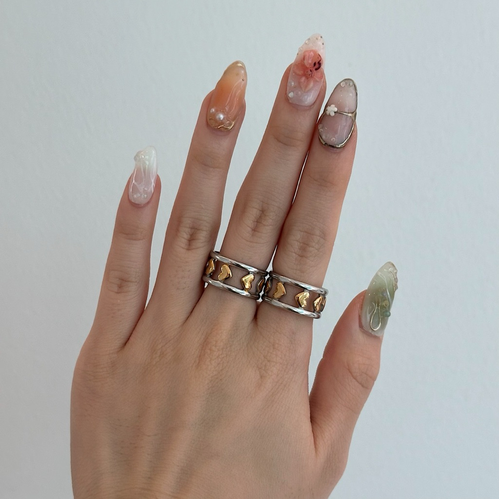 Louisë // Two-tone Mercer Heart Ring - 18k Gold Plated Stainless Steel (Anti Karat)
