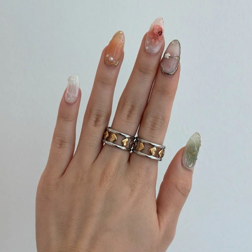 Image of Louisë // Two-tone Mercer Heart Ring - 18k Gold Plated Stainless Steel (Anti Karat)