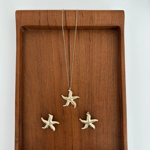Image of Louisë // Starfish Statement Earrings & Necklace - 18k Gold Plated Stainless Steel