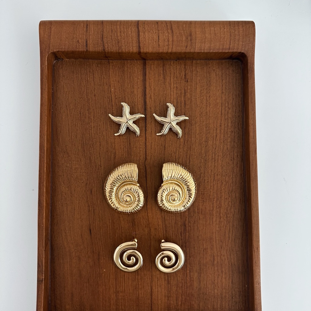 Louisë // Evenings in Amalfi Statement Seashell Earrings - 18k Gold Plated Stainless Steel (Anti Karat)