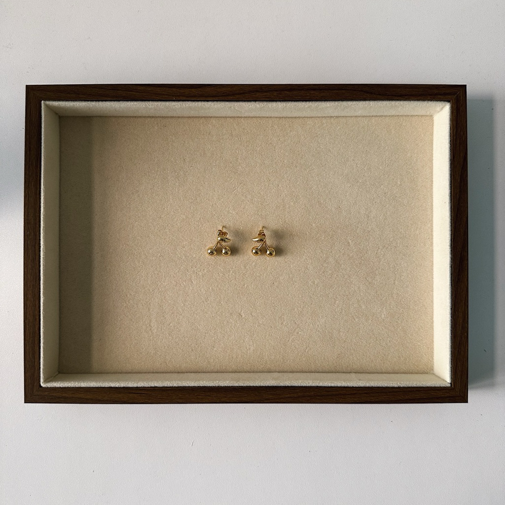 Louisë // Gold Pastiche Cherry Earrings - 18k Gold Plated Stainless Steel (Anti Karat)