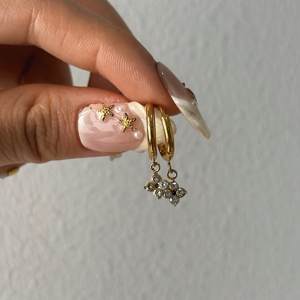 Louisë // Gold Prudential Dainty Earrings - 18k Gold Plated Stainless Steel w/ Cubic Zirconia (Anti Karat)