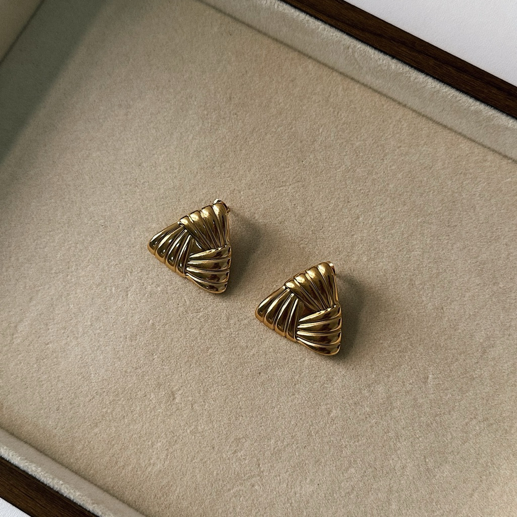Louisë // Fenway Triangle Statement Earrings - 18k Gold Plated Stainless Steel (Anti Karat)