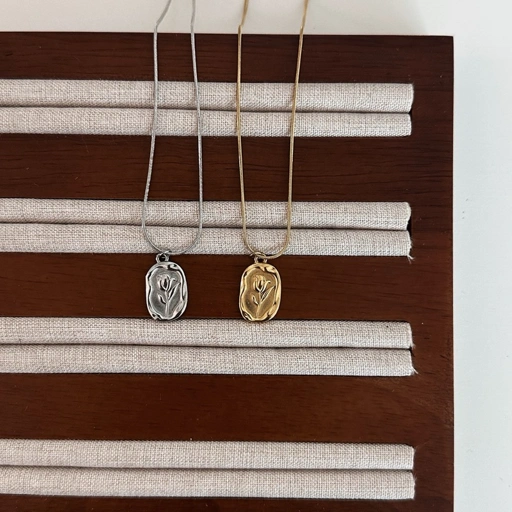 Image of Louisë // Bella Rose Pendant Necklace - 18k Gold Plated Stainless Steel (Anti Karat)