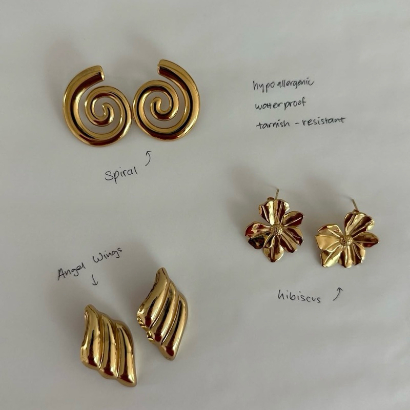 Louisë // Limited Edition - Gold Spiral Earrings - 18k Gold Plated Stainless Steel (Anti Karat)