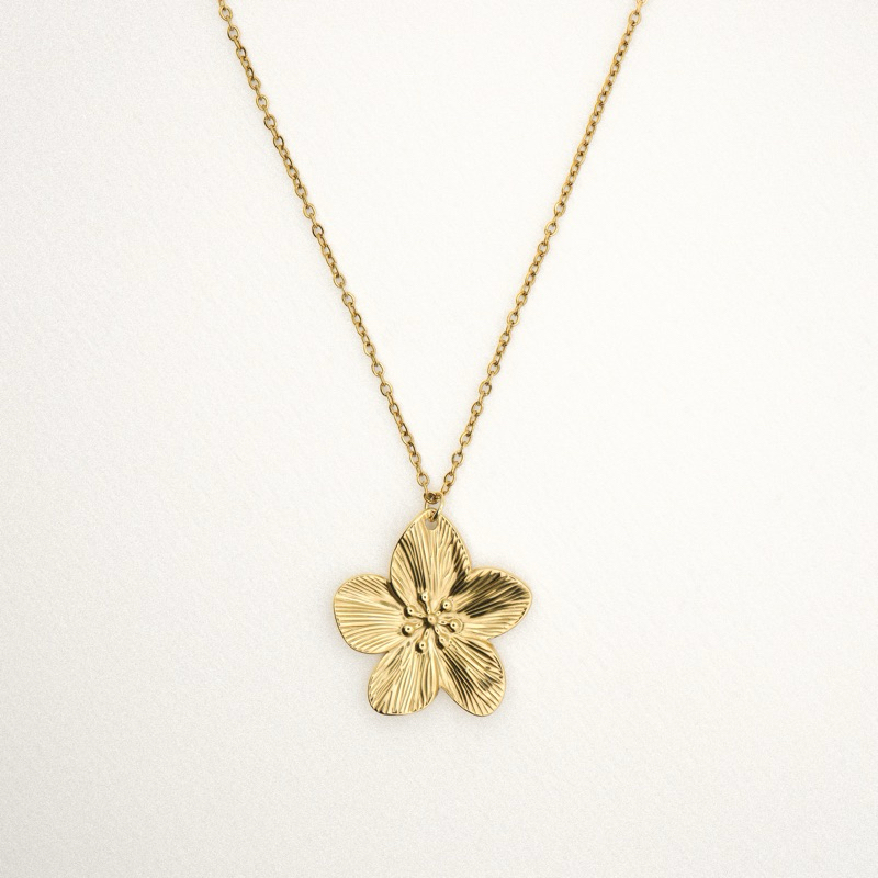 Louisë // Hibiscus Statement Necklace - 18k Gold Plated Stainless Steel (Anti Karat)