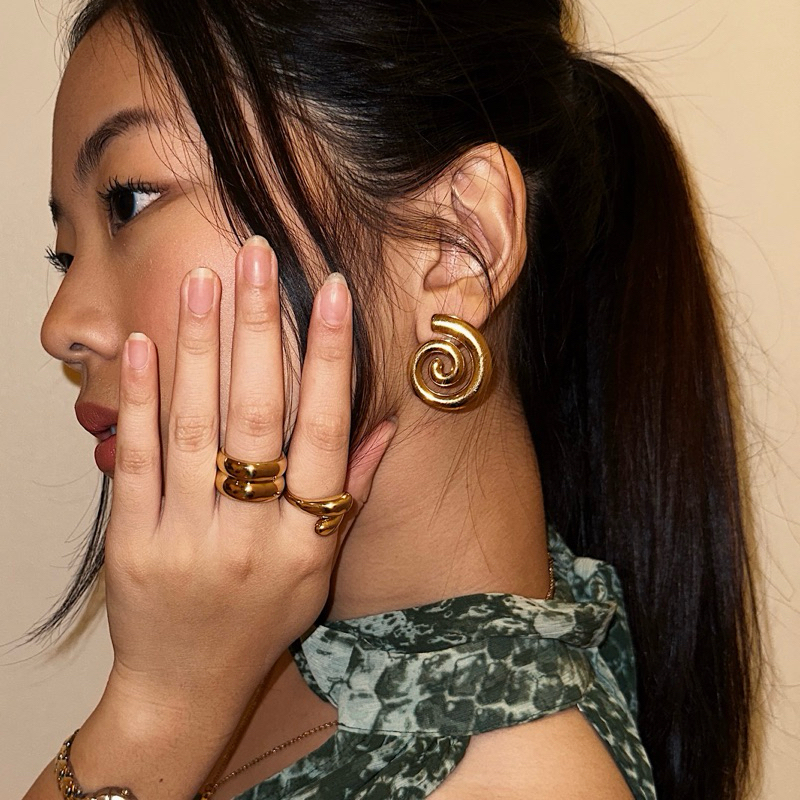 Louisë // Ambrazo Ring - 18k Gold Plated Stainless Steel (Anti Karat)