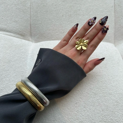 Image of Louisë // Metro Coil Bangle - 18k Gold Plated Stainless Steel (Anti Karat)