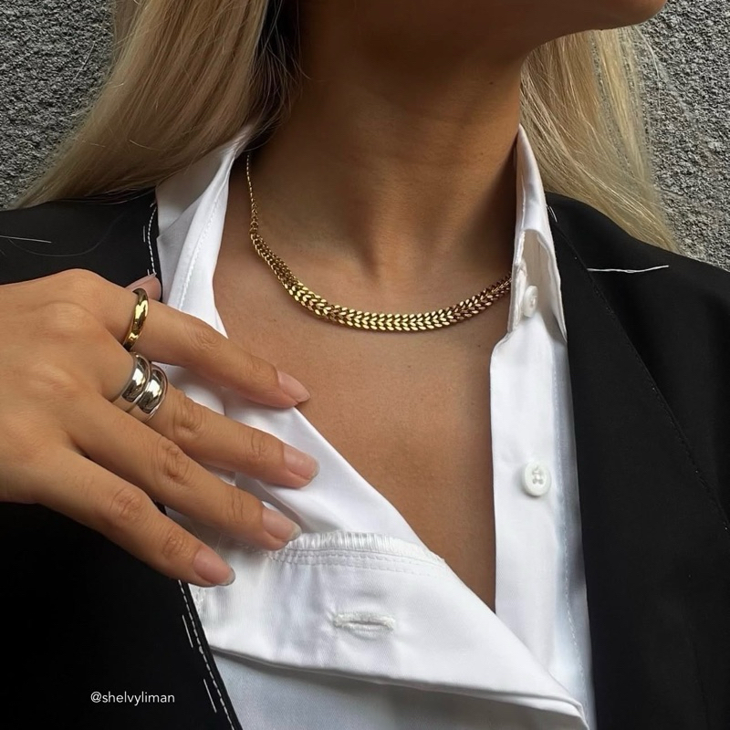 Louisë // Gold Palma Statement Necklace - 18k Gold Plated Stainless Steel (Anti Karat)