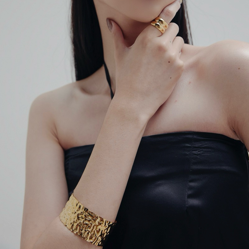 Louisë // Limited Edition Mrs Jackson Cuff - 18k Gold Plated Stainless Steel (Anti Karat)