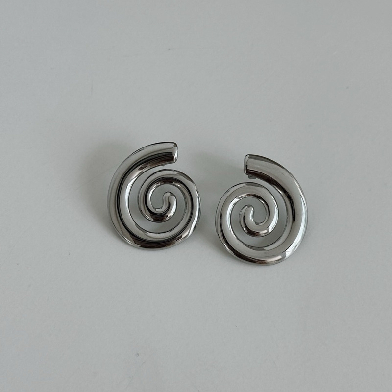 Louisë // Silver Spiral Earrings - Stainless Steel (Anti Karat)