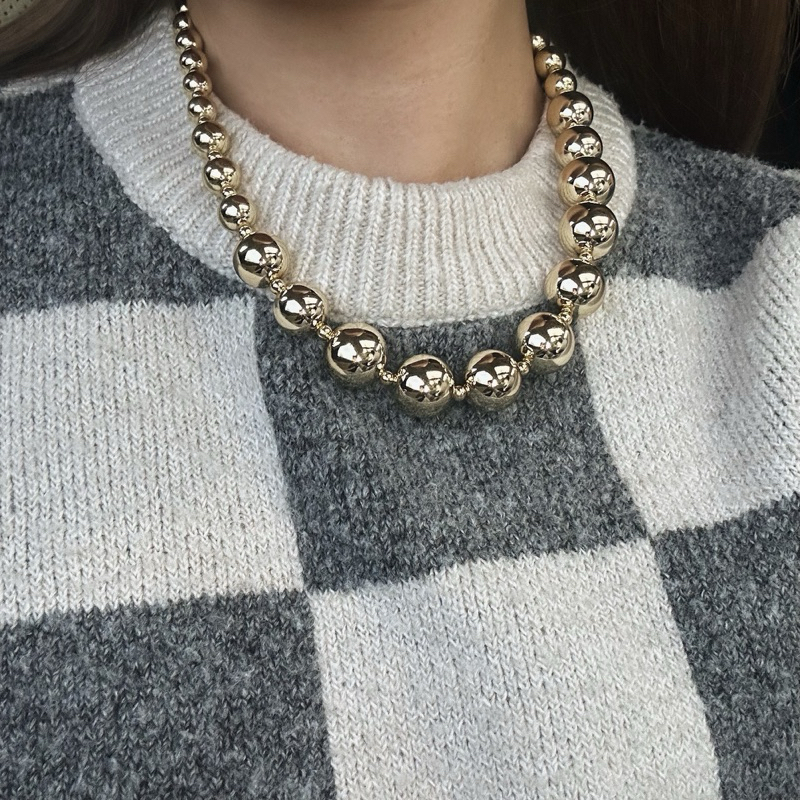 Louisë // Limited Edition Gold Beaded Statement Necklace - 18k Gold Plated Titanium/Stainless Steel (Anti Karat)