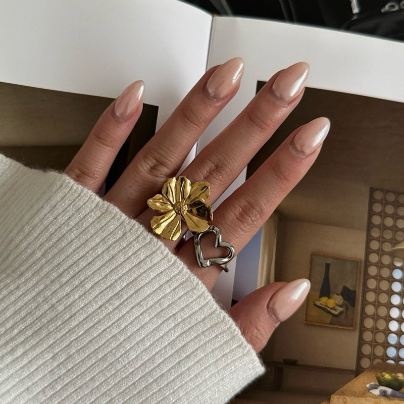 Louisë // Hibiscus Statement Adjustable Ring - 18k Gold Plated Stainless Steel (Anti Karat)