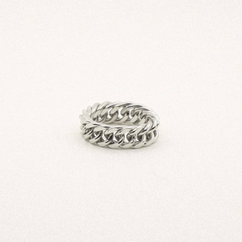 Louisë // Silver Cuban Link Ring - Stainless Steel (Anti-karat)