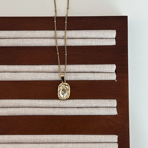 Image of Louisë // Prima Bella Rose Pendant Necklace - 18k Gold Plated Titanium Steel (Anti Karat)