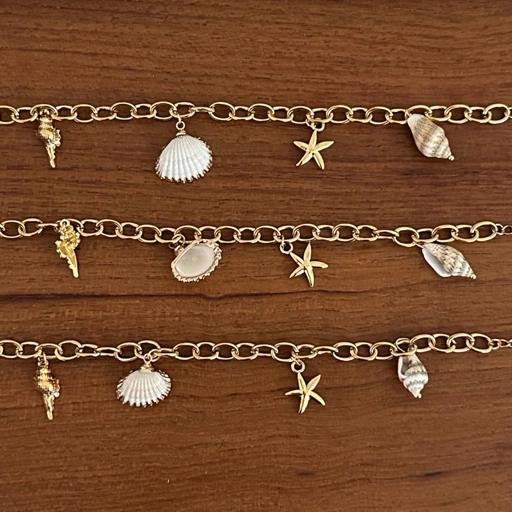 Image of Louisë // Limited Edition Gold Seashell Charms Bracelet - 18k Gold Plated Stainless Steel