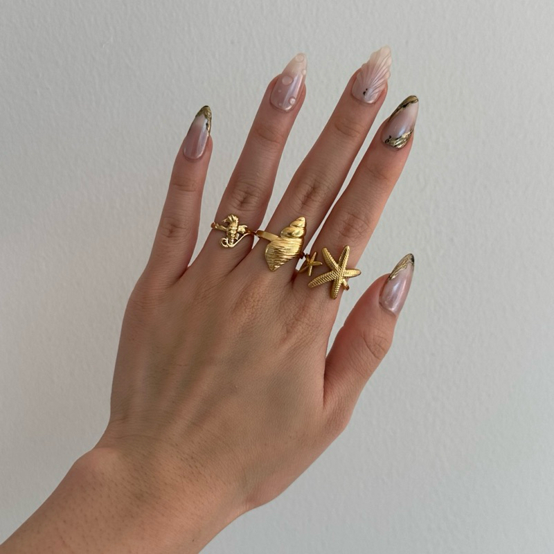 Louisë // Starfish Duo Ring - 18k Gold Plated Stainless Steel (Anti Karat)