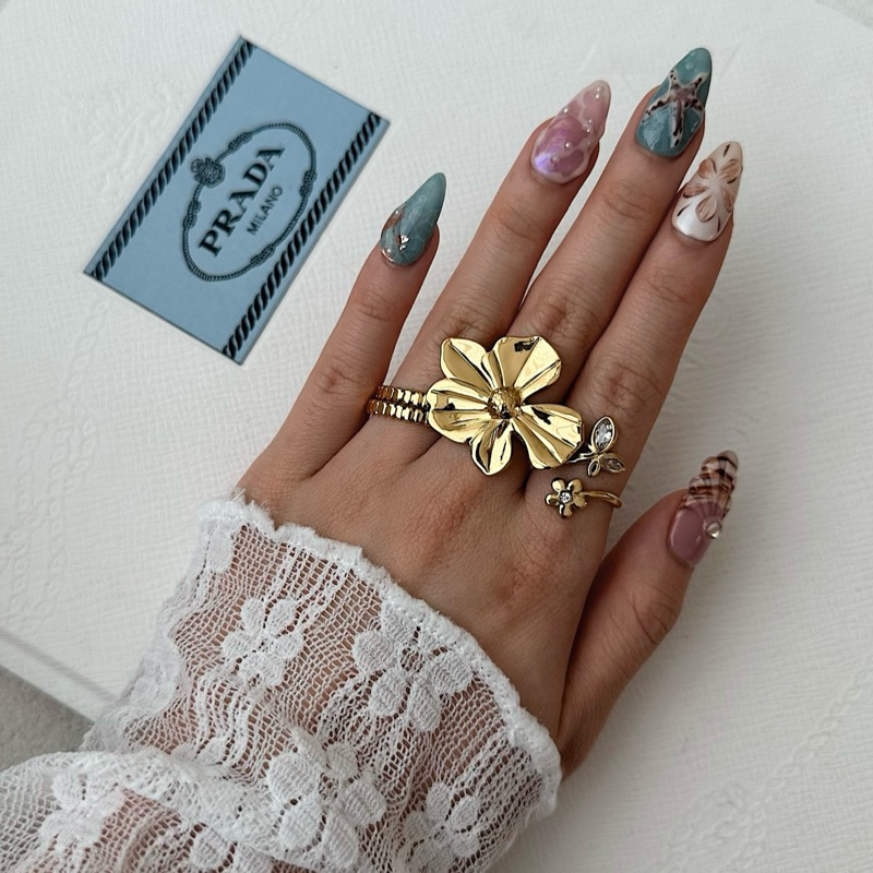 Louisë // Morning Dew Adjustable Statement Ring - 18k Gold Plated Statement Ring (Anti Karat)